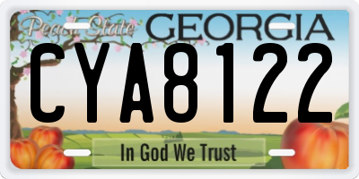 GA license plate CYA8122