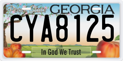 GA license plate CYA8125