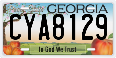 GA license plate CYA8129