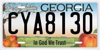 GA license plate CYA8130