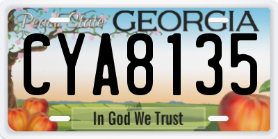 GA license plate CYA8135