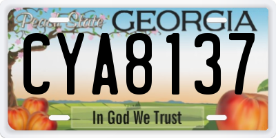 GA license plate CYA8137