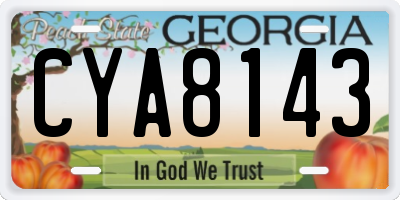 GA license plate CYA8143