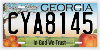 GA license plate CYA8145