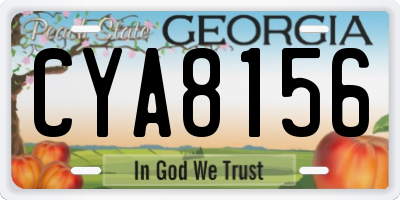 GA license plate CYA8156