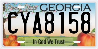 GA license plate CYA8158