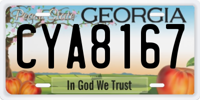 GA license plate CYA8167