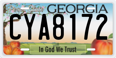 GA license plate CYA8172