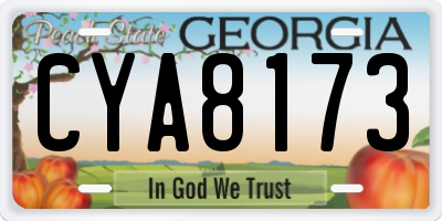 GA license plate CYA8173