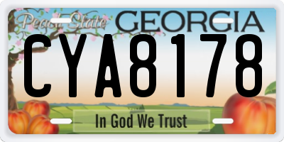 GA license plate CYA8178