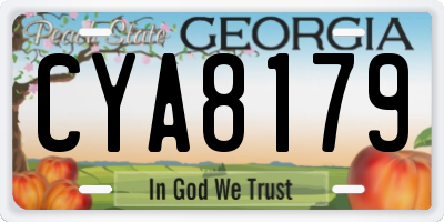 GA license plate CYA8179