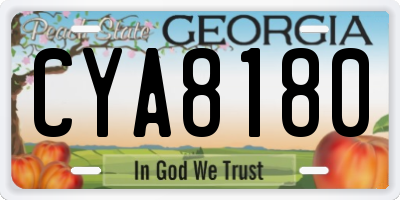 GA license plate CYA8180