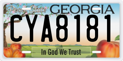 GA license plate CYA8181
