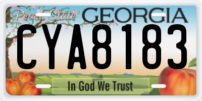 GA license plate CYA8183