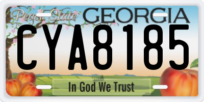 GA license plate CYA8185