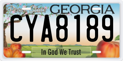 GA license plate CYA8189