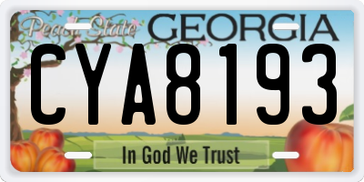 GA license plate CYA8193
