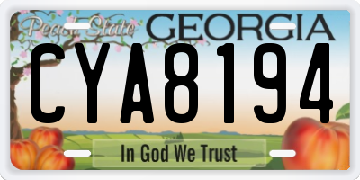 GA license plate CYA8194