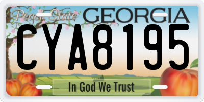 GA license plate CYA8195