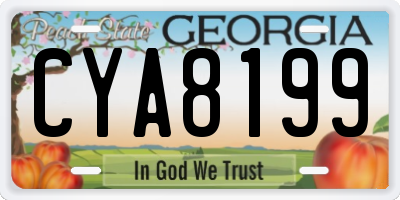 GA license plate CYA8199