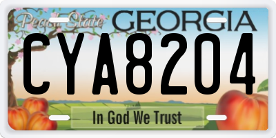 GA license plate CYA8204