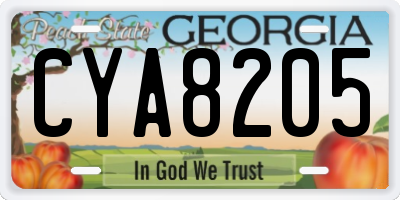 GA license plate CYA8205