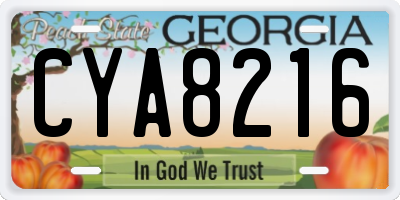 GA license plate CYA8216