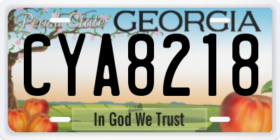 GA license plate CYA8218