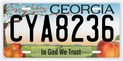 GA license plate CYA8236
