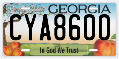 GA license plate CYA8600