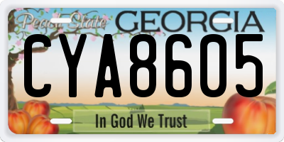 GA license plate CYA8605