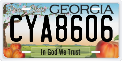 GA license plate CYA8606