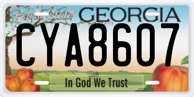 GA license plate CYA8607