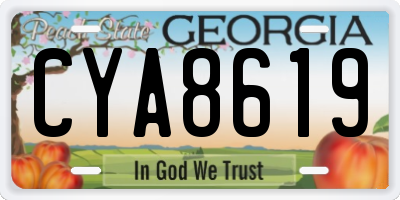 GA license plate CYA8619