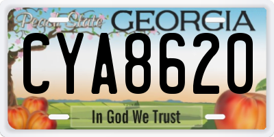 GA license plate CYA8620