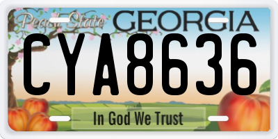 GA license plate CYA8636