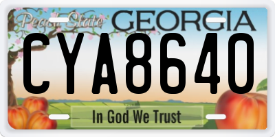 GA license plate CYA8640