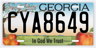 GA license plate CYA8649