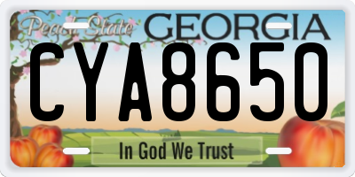 GA license plate CYA8650