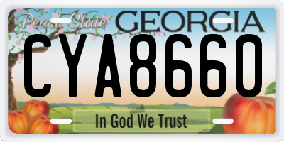 GA license plate CYA8660