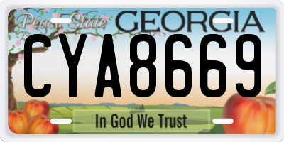 GA license plate CYA8669