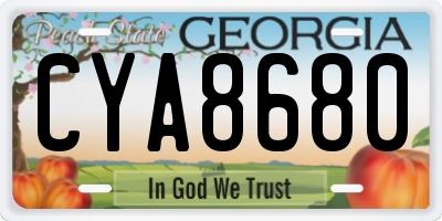 GA license plate CYA8680