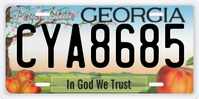 GA license plate CYA8685