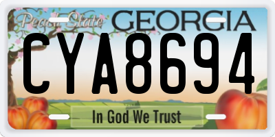GA license plate CYA8694