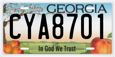 GA license plate CYA8701