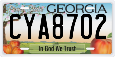 GA license plate CYA8702
