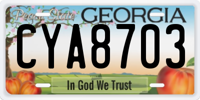 GA license plate CYA8703