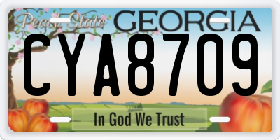 GA license plate CYA8709