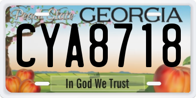GA license plate CYA8718