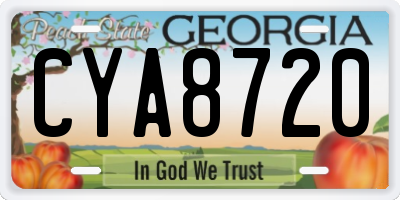 GA license plate CYA8720